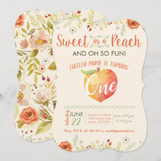 Sweet Peach Floral Erster Geburtstag Einladung