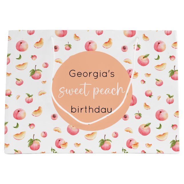 Sweet Peach Geburtstag Große Geschenktasche Große Geschenktüte (Vorderseite)