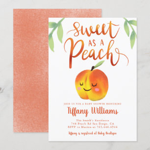 Sweet Peach Girl Babydusche Einladung