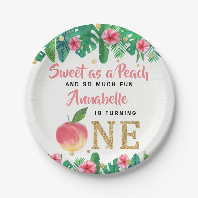 Sweet Peach Girls 1. Geburtstag Pappteller (Vorderseite)