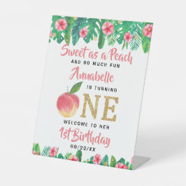 Sweet Peach Girls 1. Geburtstag Willkommen Sockelschild