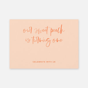 Sweet Peach Minimalistisch Girl Erster Geburtstag Einladung