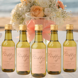 Sweet Peach Minimalistisch Script Summer Wedding M Weinetikett
