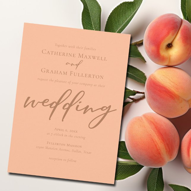Sweet Peach Minimalistisch Typografy Summer Weddin Einladung (Von Creator hochgeladen)