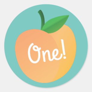 Sweet Peach Niedlich Frucht 1. Geburtstag Party Th Runder Aufkleber