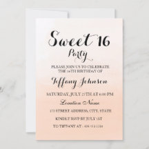 Sweet Peach Ombre Pastel Sweet 16 Party Einladung