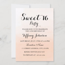 Sweet Peach Ombre Pastel Sweet 16 Party Einladung