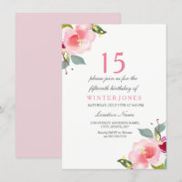 Sweet Peach Pink Blume 15. Geburtstag Party einlad