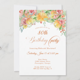 Sweet Peach Rose Floral 80. Einladung