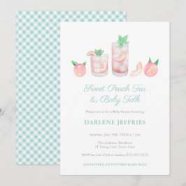 Sweet Peach Tea Gender Neutral Baby Dusche Party Einladung