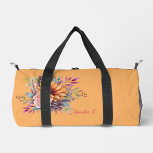 Sweet Peach Tone Floral Duffle Bag