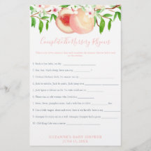 Sweet Peaches Baby Shower Kinderreim-Spielkarte