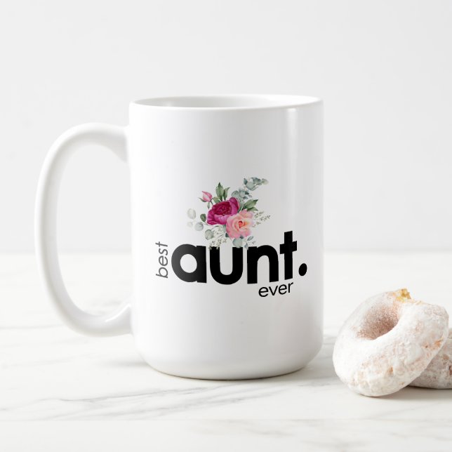 Sweet Peonies Best Aunt Ever 15oz Tasse (Mit Donut)