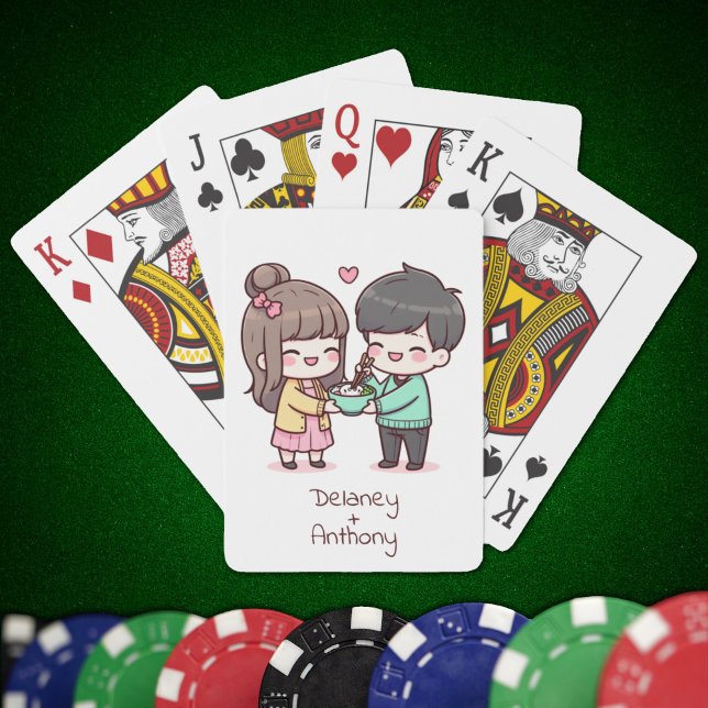 Sweet Personalisiert Chibi Style Dumpling Couple Spielkarten (Sweet Personalized Chibi-Style Dumpling Couple Playing Cards)