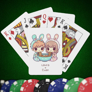 Sweet Personalisiert Chibi Style Ramen Couple Spielkarten