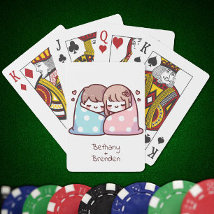 Sweet Personalisierter Chibi-Style Snuggle Couple Spielkarten