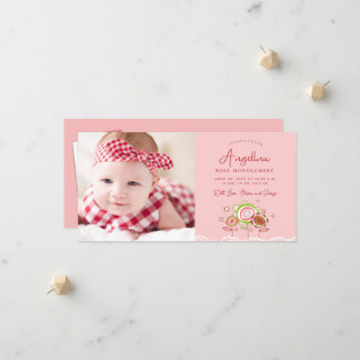 Sweet Petite Pink Blooms Baby Girl Foto Birth Ankündigung