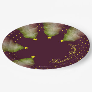Sweet Pflaume mit Gold-Star-Papier Weihnachtsgesch Pappteller