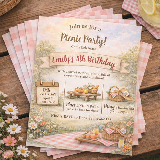 Sweet Picnic Outdoor Boho Birthday Party Einladung