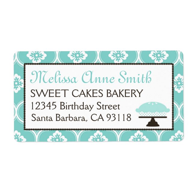 Sweet Pie Business Étiquette d'expédition Turquois (Devant)
