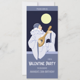Sweet Pierrot Clown spielen Lute CC0165 Geburtstag Einladung