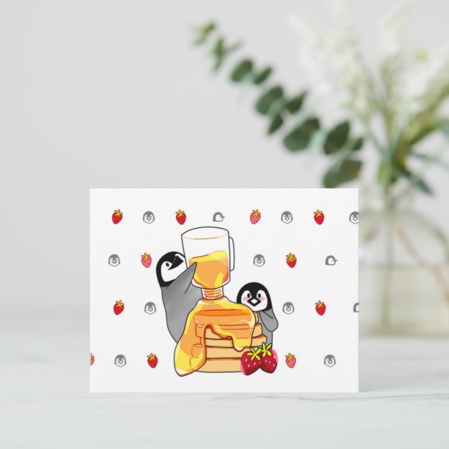 Sweet Pinguine Postcard Postkarte (Stehend Vorderseite)