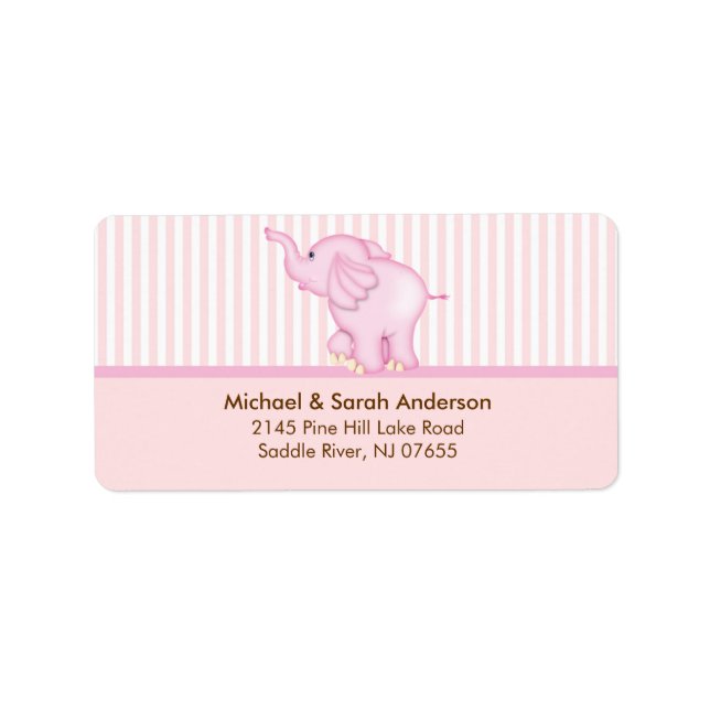 Sweet Pink Baby Elephant Address Label Adressaufkleber (Vorne)