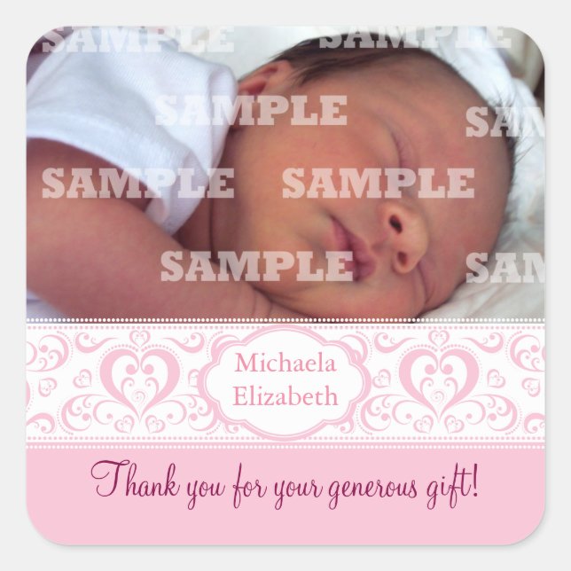 Sweet Pink Band Baby Danke Stickers (Vorderseite)
