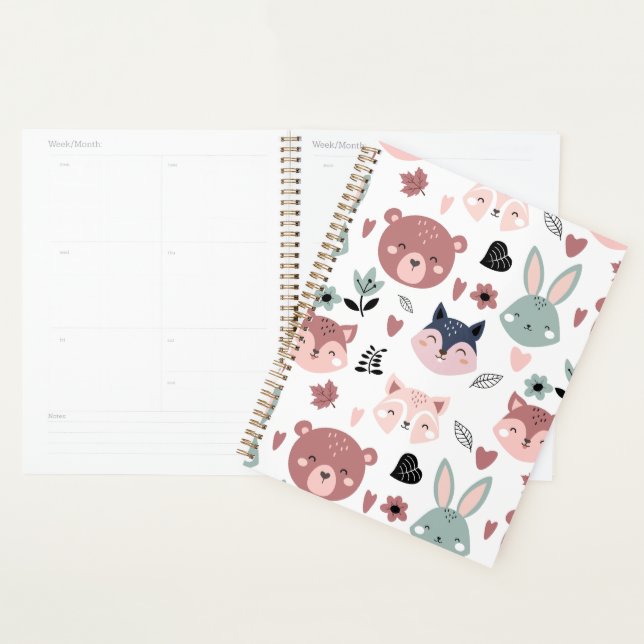 Sweet Pink Bear Fox And Bunny Forest Planer (Anzeige)