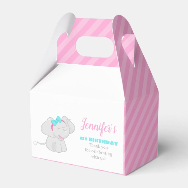 Sweet Pink Birthday Gevor Box mit Elephant Geschenkschachtel (Vorderseite)