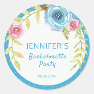 Sweet Pink Blue Boho Junggeselinnen-Abschied Runder Aufkleber