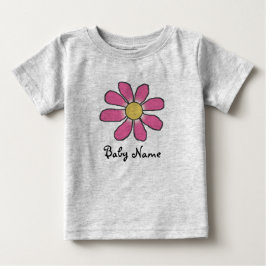 Sweet Pink Blume mit dem Namen des Babys Baby T-shirt