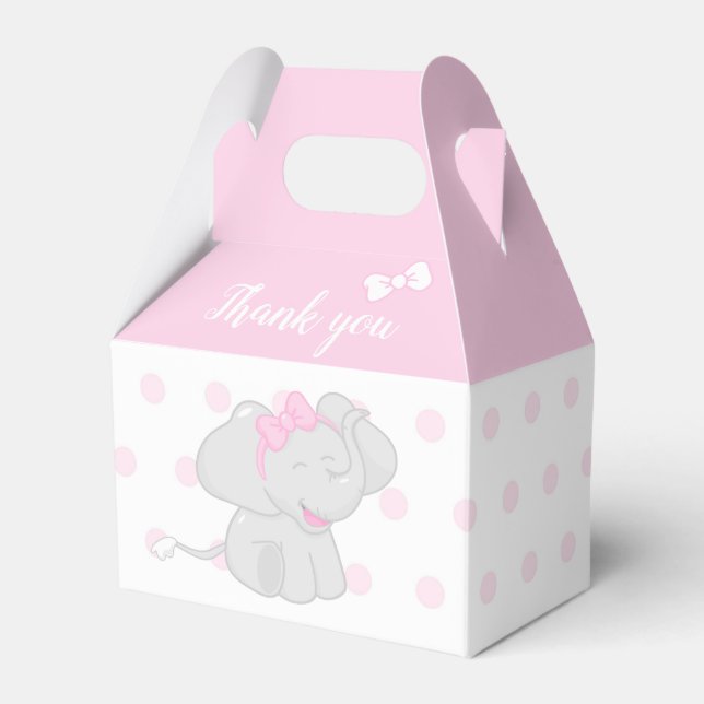 Sweet Pink Box Babydusche mit Elephant Geschenkschachtel (Vorderseite)