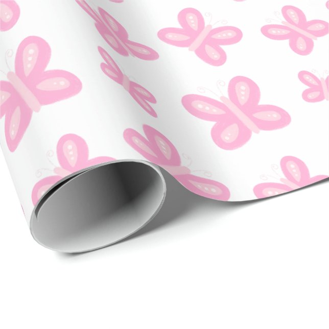 Sweet Pink Butterfly Geschenkpapier (Rolleneckpunkt)
