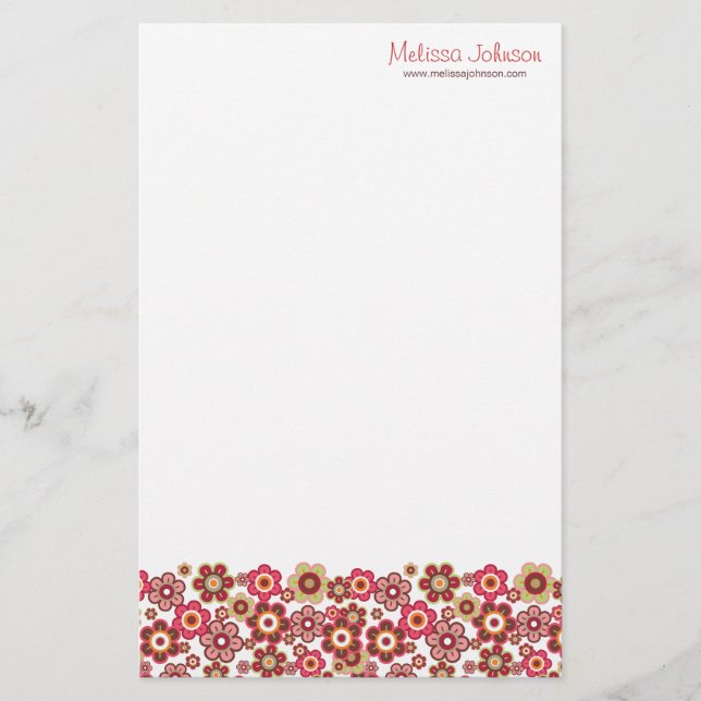 Sweet Pink Candy Daisies Blume Girly Pattern Fun Briefpapier (Vorderseite)