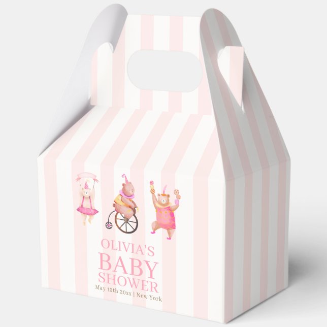 Sweet Pink Circus Karneval Teddy Bear Baby Dusche Geschenkschachtel (Vorderseite)