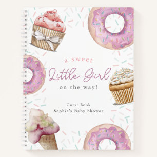 Sweet Pink Cupcake & Donut Baby Shower Gästebuch Notizbuch