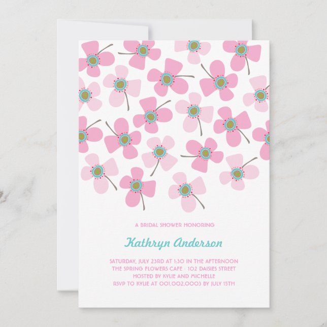 Sweet Pink Daisies Chic Fun Brautparty Party Einladung (Vorderseite)