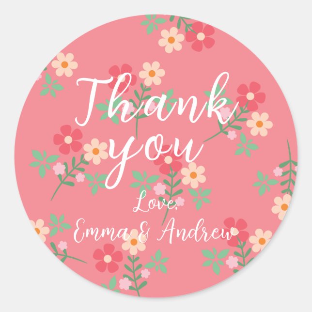 Sweet Pink Daisy Bouquet Retro Muster Runder Aufkleber (Vorderseite)