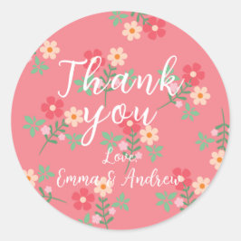 Sweet Pink Daisy Bouquet Retro Muster Runder Aufkleber