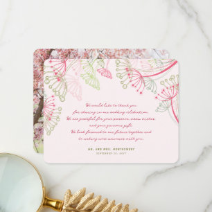 Sweet Pink Dandelion Flowers Spring Wedding Photo Dankeskarte
