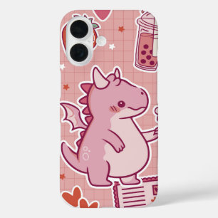 Sweet Pink Dragon - Niedlicher romantischer Kawaii iPhone 16 Hülle
