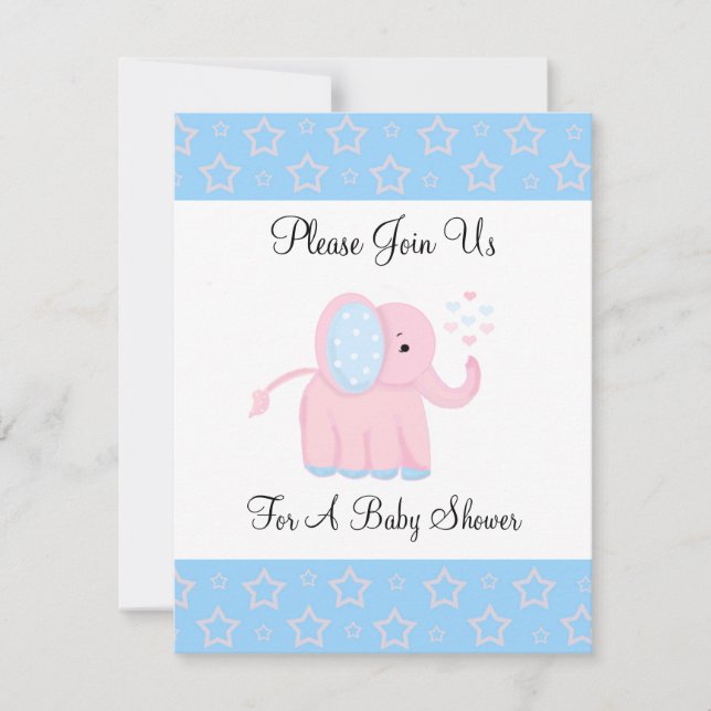 Sweet Pink Elephant Baby Dusche Einladung (Vorderseite)