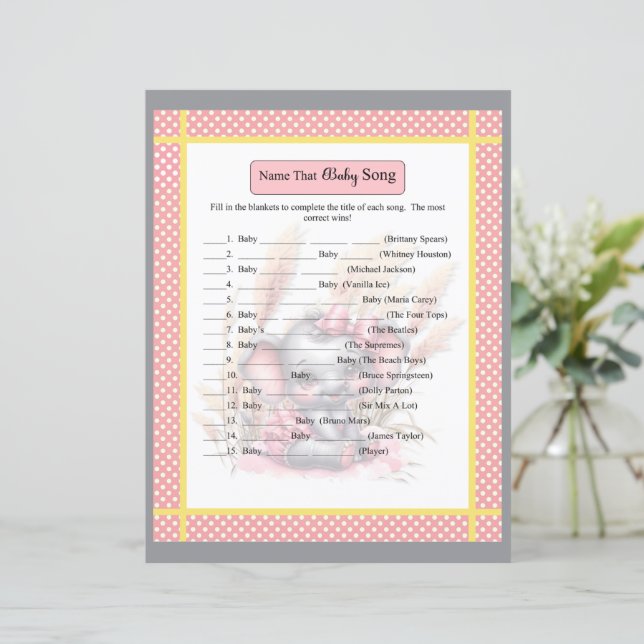 Sweet Pink Elephant - Baby Shower Baby Song Game (Stehend Vorderseite)