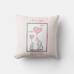 Sweet Pink Elephant Couple Kissen