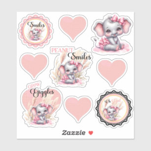 Sweet Pink Elephant - Peanut Lmile Skull Aufkleber