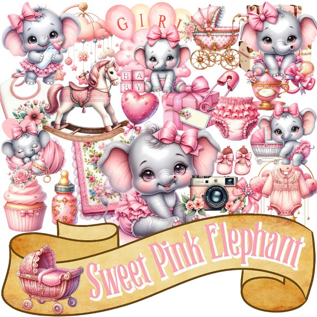 Sweet Pink Elephant - Peanut Smiles Aufkleber (Von Creator hochgeladen)