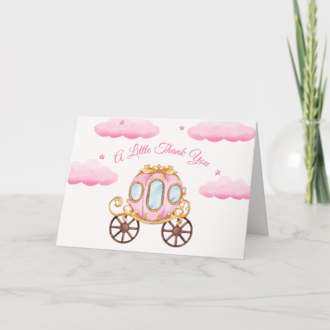 Sweet Pink Fairy Princess Carriage Baby Dusche Dankeskarte (Vorderseite)