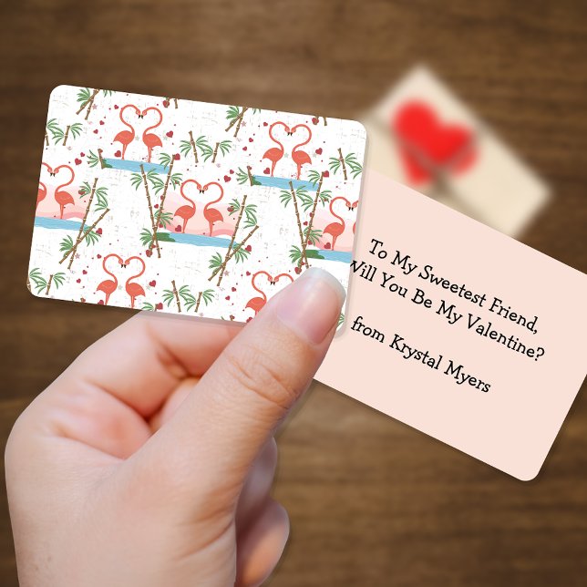 Sweet Pink Flamingos Valentine Childrens Karten (Von Creator hochgeladen)