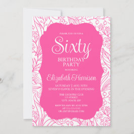 Sweet Pink Flora Frau 60. Geburtstagsparty Einladung